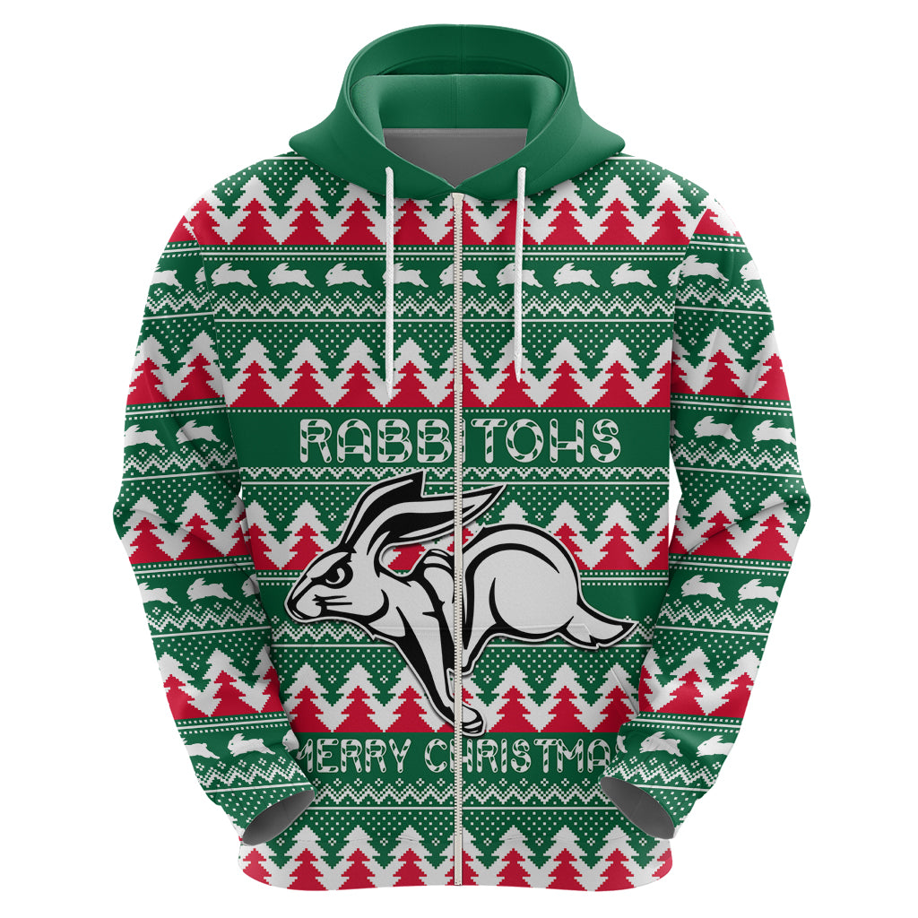 Personalised Rabbitohs Rugby Hoodie Christmas Simple Vibe 2023 LT9