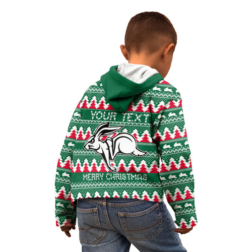 Personalised Rabbitohs Rugby Kid Hoodie Christmas Simple Vibe 2023 LT9