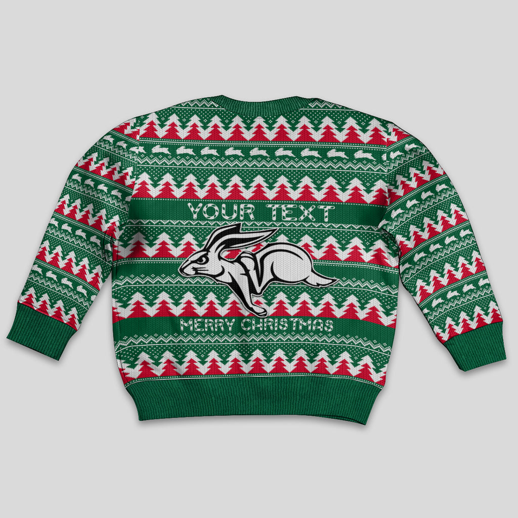 Personalised Rabbitohs Rugby Kid Ugly Christmas Sweater Christmas Simple Vibe 2023 LT9