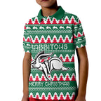 Personalised Rabbitohs Rugby Kid Polo Shirt Christmas Simple Vibe 2023 LT9
