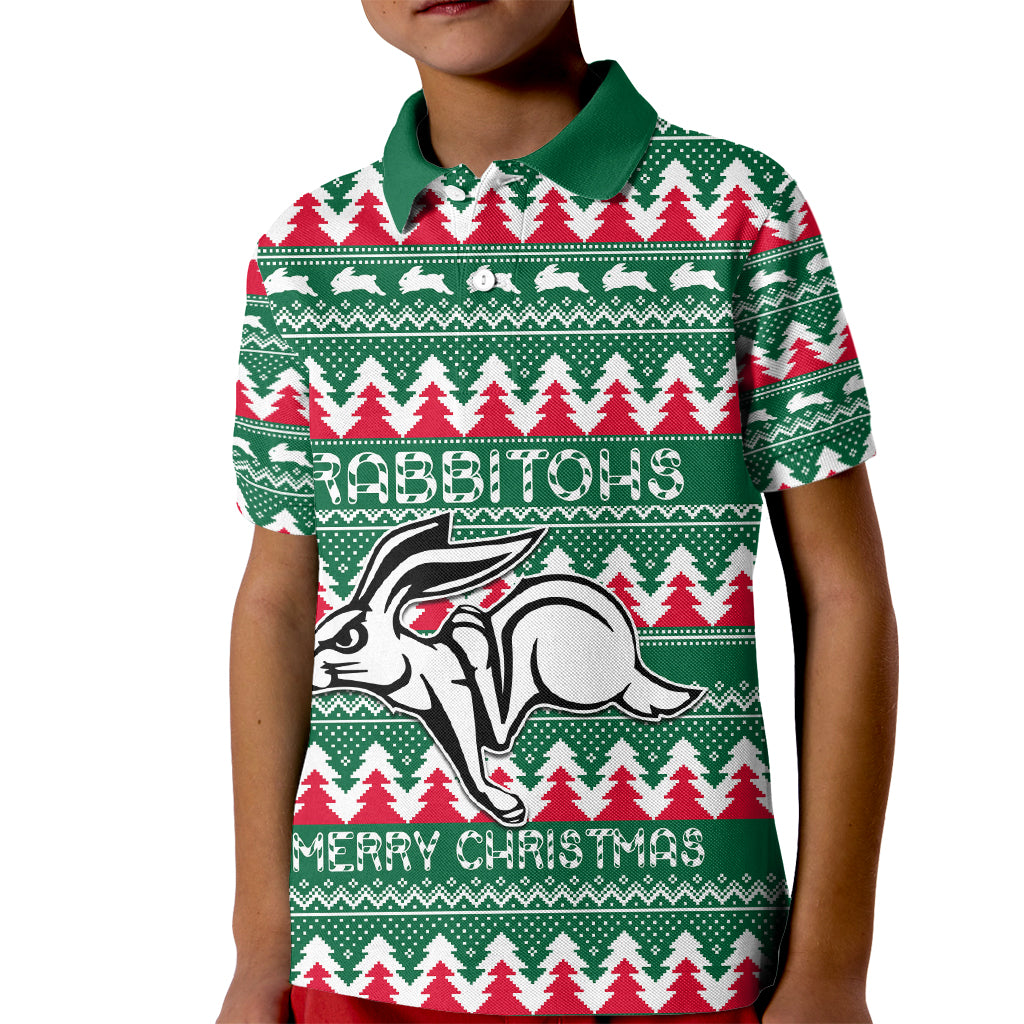 Personalised Rabbitohs Rugby Kid Polo Shirt Christmas Simple Vibe 2023 LT9