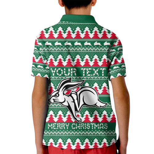 Personalised Rabbitohs Rugby Kid Polo Shirt Christmas Simple Vibe 2023 LT9