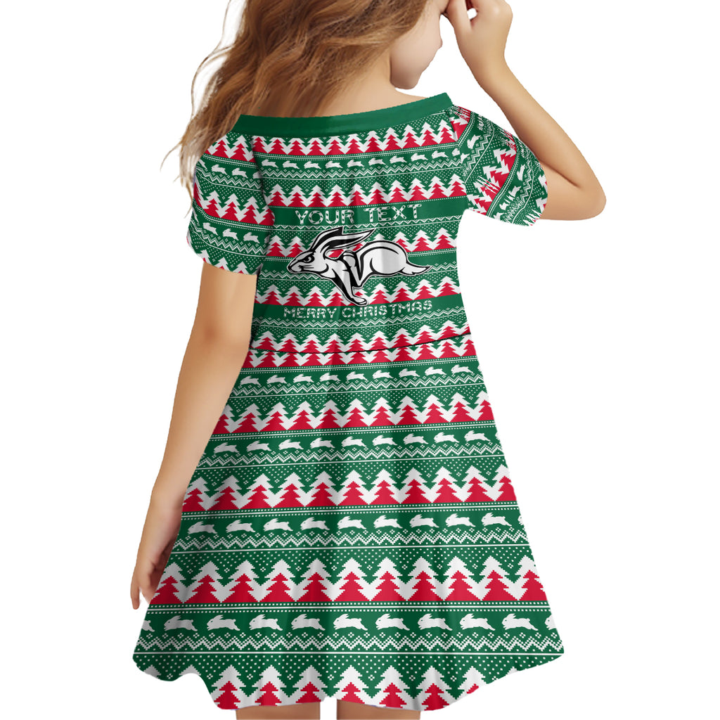 Personalised Rabbitohs Rugby Kid Short Sleeve Dress Christmas Simple Vibe 2023 LT9
