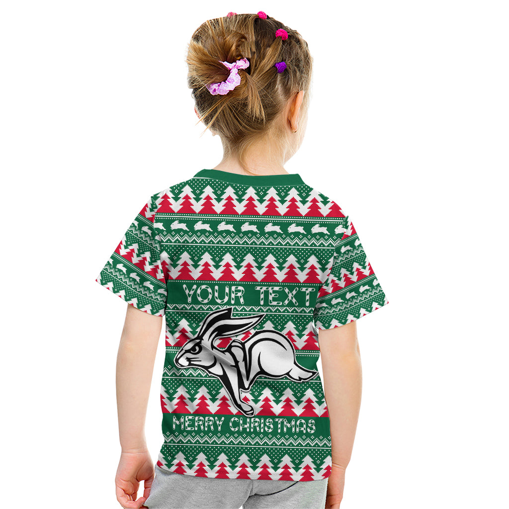 Personalised Rabbitohs Rugby Kid T Shirt Christmas Simple Vibe 2023 LT9