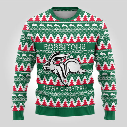 Personalised Rabbitohs Rugby Ugly Christmas Sweater Christmas Simple Vibe 2023 LT9