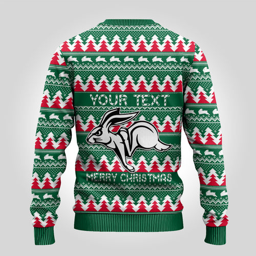 Personalised Rabbitohs Rugby Ugly Christmas Sweater Christmas Simple Vibe 2023 LT9