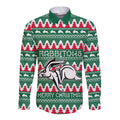 Personalised Rabbitohs Rugby Long Sleeve Button Shirt Christmas Simple Vibe 2023 LT9