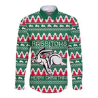 Personalised Rabbitohs Rugby Long Sleeve Button Shirt Christmas Simple Vibe 2023 LT9