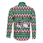 Personalised Rabbitohs Rugby Long Sleeve Button Shirt Christmas Simple Vibe 2023 LT9