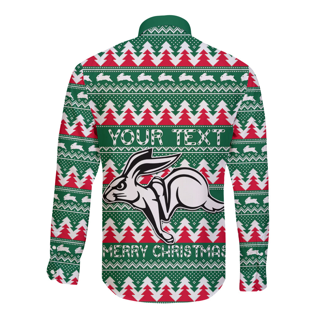 Personalised Rabbitohs Rugby Long Sleeve Button Shirt Christmas Simple Vibe 2023 LT9