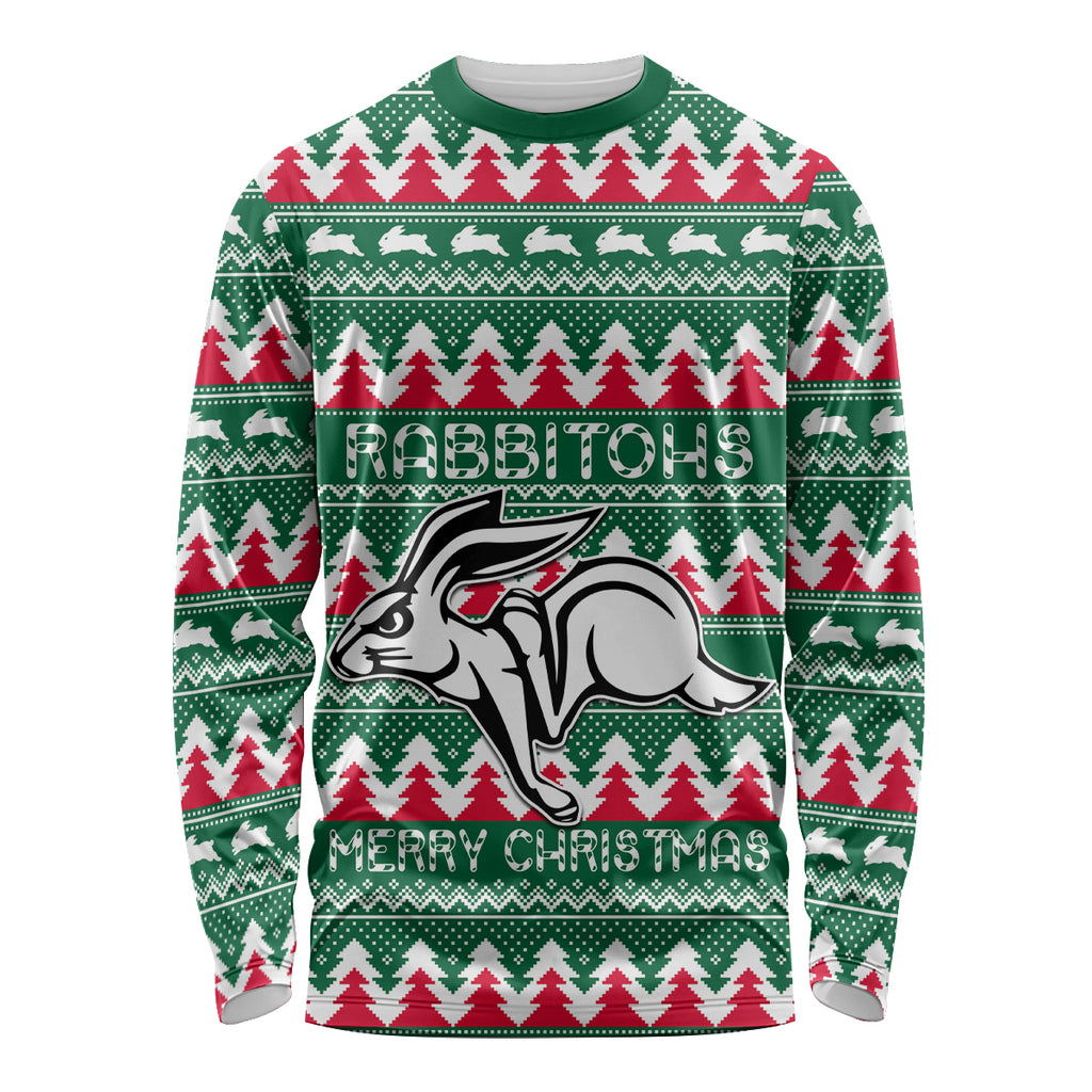 Personalised Rabbitohs Rugby Long Sleeve Shirt Christmas Simple Vibe 2023 LT9