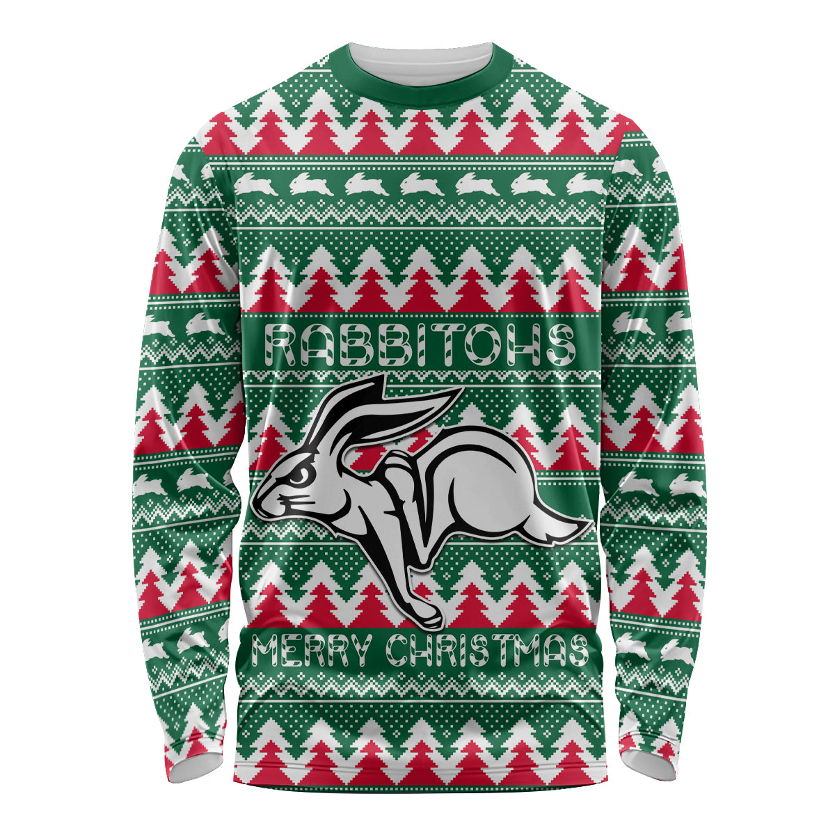 Personalised Rabbitohs Rugby Long Sleeve Shirt Christmas Simple Vibe 2023 LT9
