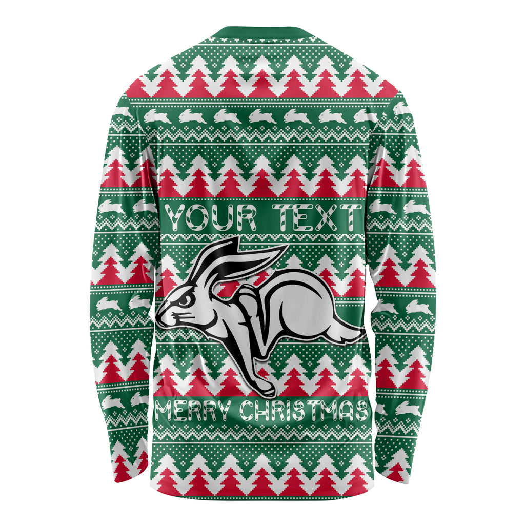 Personalised Rabbitohs Rugby Long Sleeve Shirt Christmas Simple Vibe 2023 LT9