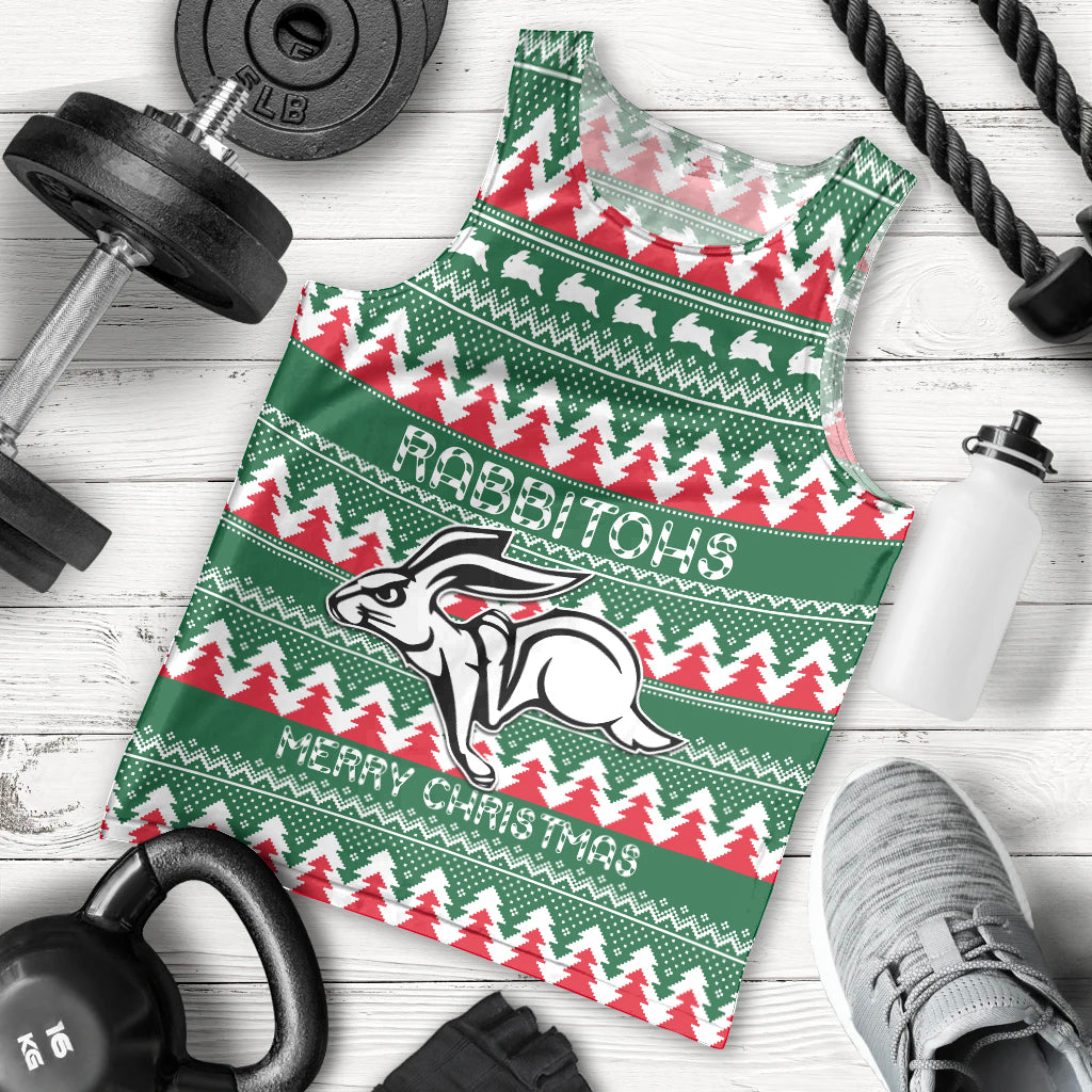 Personalised Rabbitohs Rugby Men Tank Top Christmas Simple Vibe 2023 LT9