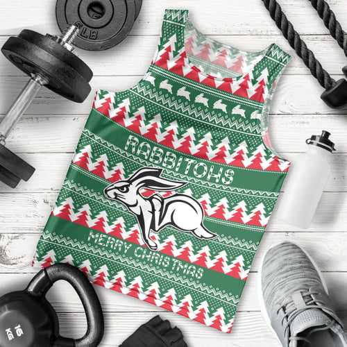 Personalised Rabbitohs Rugby Men Tank Top Christmas Simple Vibe 2023 LT9