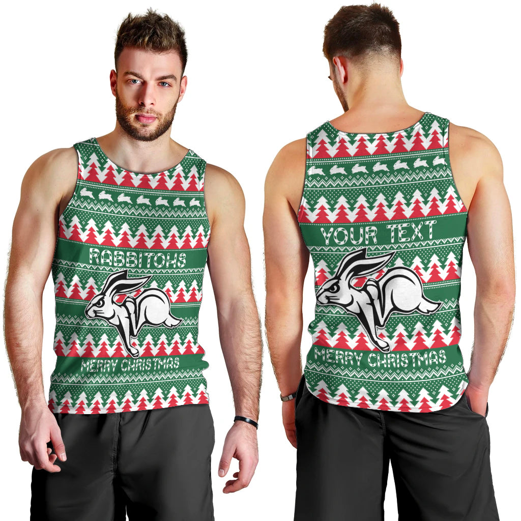 Personalised Rabbitohs Rugby Men Tank Top Christmas Simple Vibe 2023 LT9