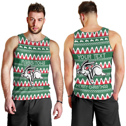 Personalised Rabbitohs Rugby Men Tank Top Christmas Simple Vibe 2023 LT9