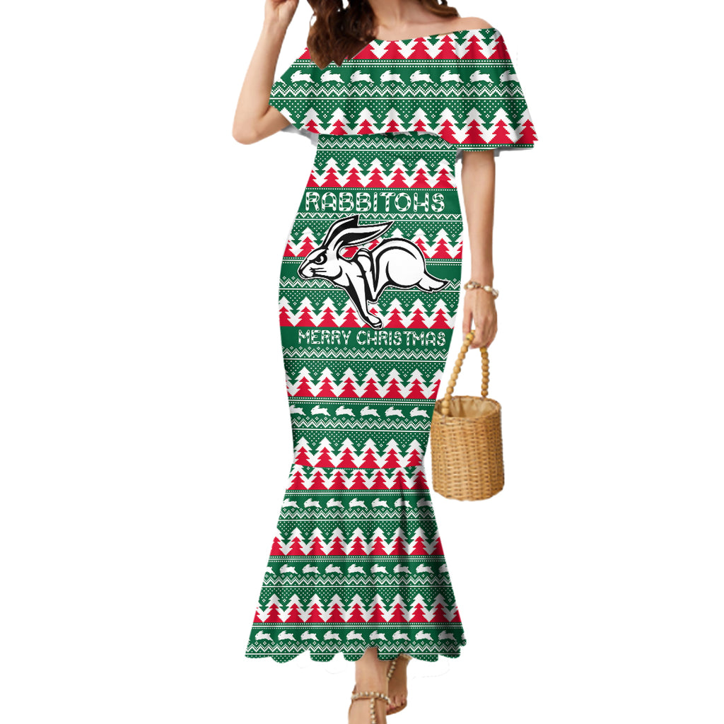 Personalised Rabbitohs Rugby Mermaid Dress Christmas Simple Vibe 2023 LT9