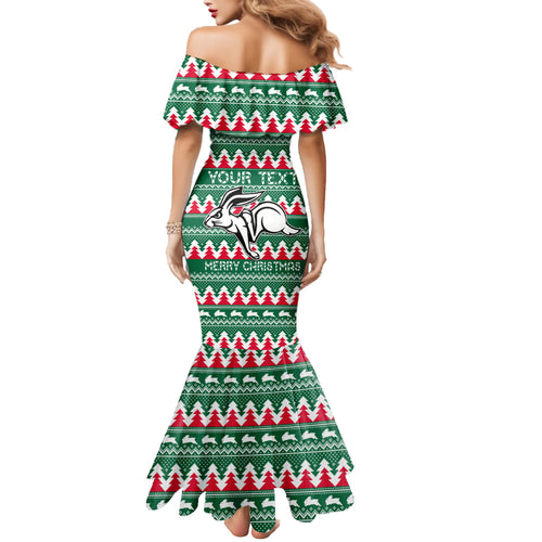 Personalised Rabbitohs Rugby Mermaid Dress Christmas Simple Vibe 2023 LT9