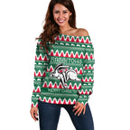 Personalised Rabbitohs Rugby Off Shoulder Sweater Christmas Simple Vibe 2023 LT9