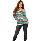 Personalised Rabbitohs Rugby Off Shoulder Sweater Christmas Simple Vibe 2023 LT9