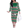 Personalised Rabbitohs Rugby Off The Shoulder Long Sleeve Dress Christmas Simple Vibe 2023 LT9