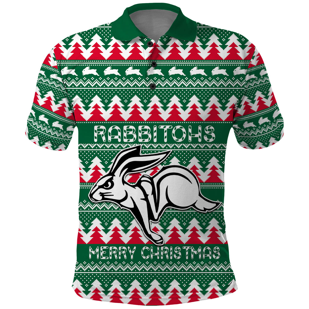 Personalised Rabbitohs Rugby Polo Shirt Christmas Simple Vibe 2023 LT9