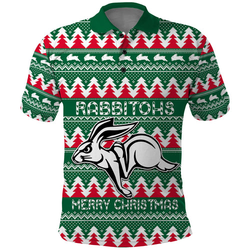 Personalised Rabbitohs Rugby Polo Shirt Christmas Simple Vibe 2023 LT9