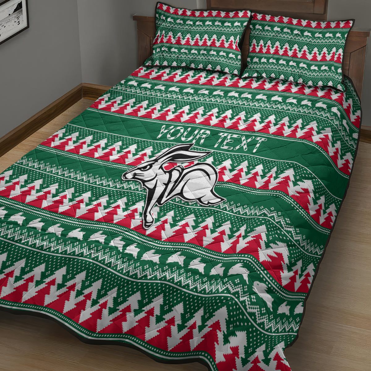 personalised-rabbitohs-rugby-quilt-bed-set-christmas-simple-vibe-2023
