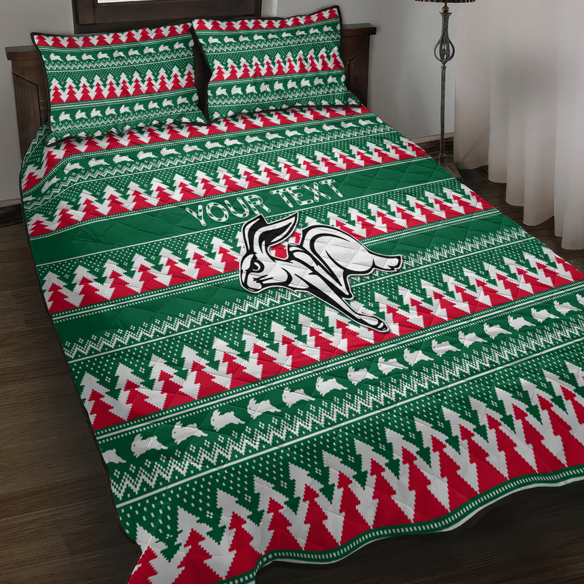 personalised-rabbitohs-rugby-quilt-bed-set-christmas-simple-vibe-2023