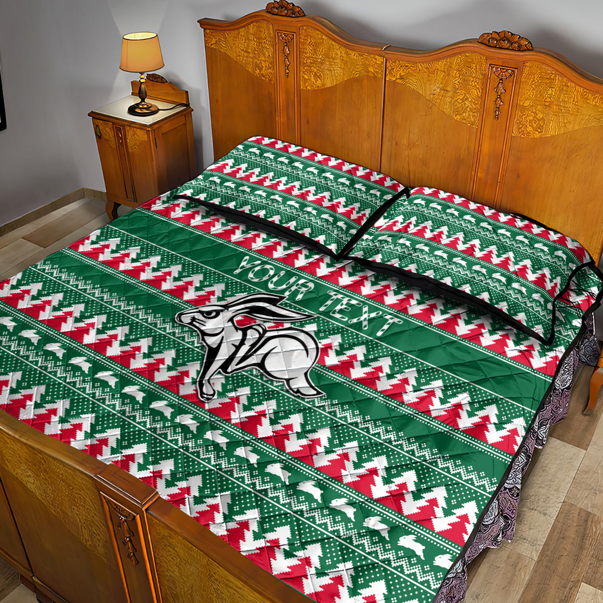 personalised-rabbitohs-rugby-quilt-bed-set-christmas-simple-vibe-2023