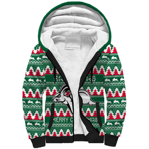 Personalised Rabbitohs Rugby Sherpa Hoodie Christmas Simple Vibe 2023 LT9