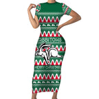 Personalised Rabbitohs Rugby Short Sleeve Bodycon Dress Christmas Simple Vibe 2023 LT9