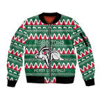Personalised Rabbitohs Rugby Sleeve Zip Bomber Jacket Christmas Simple Vibe 2023 LT9