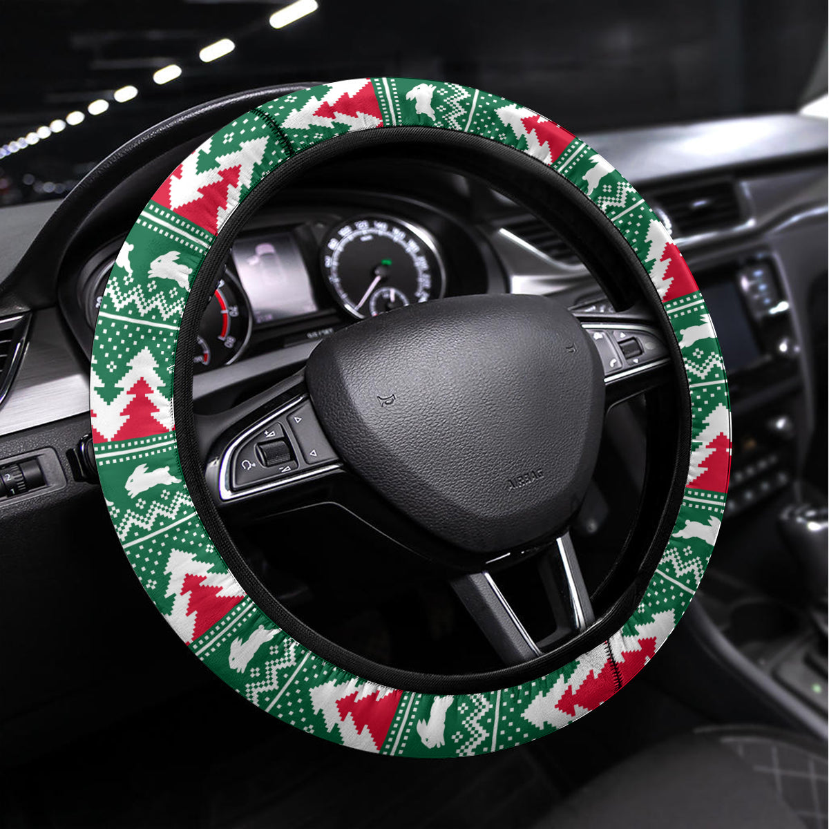 Rabbitohs Rugby Steering Wheel Cover Christmas Simple Vibe 2023