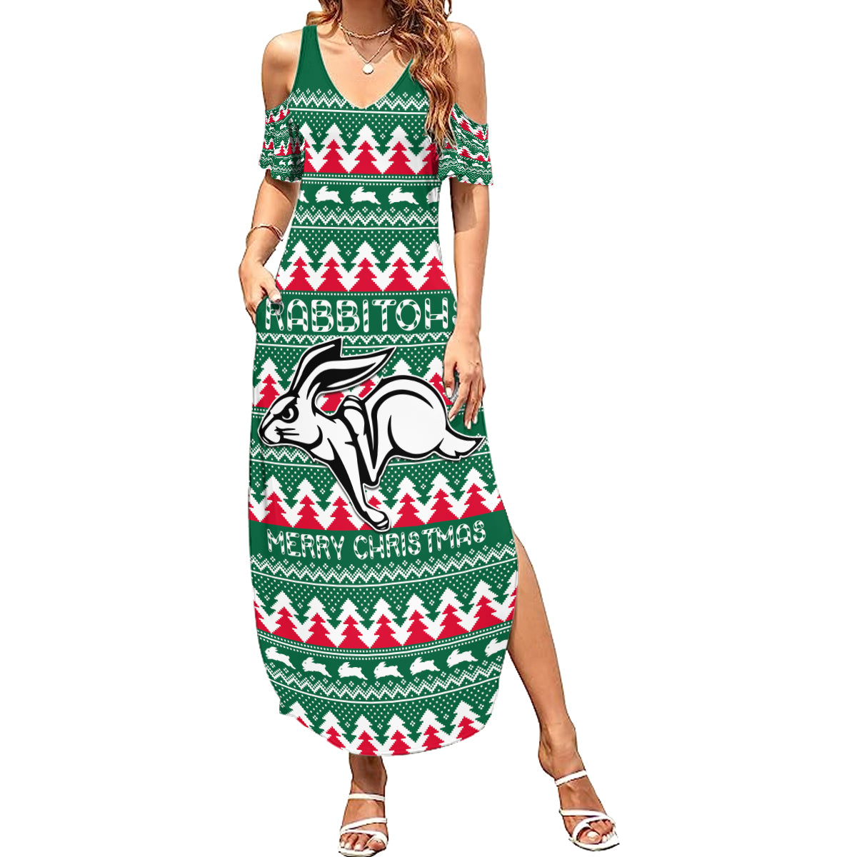 Personalised Rabbitohs Rugby Summer Maxi Dress Christmas Simple Vibe 2023 LT9