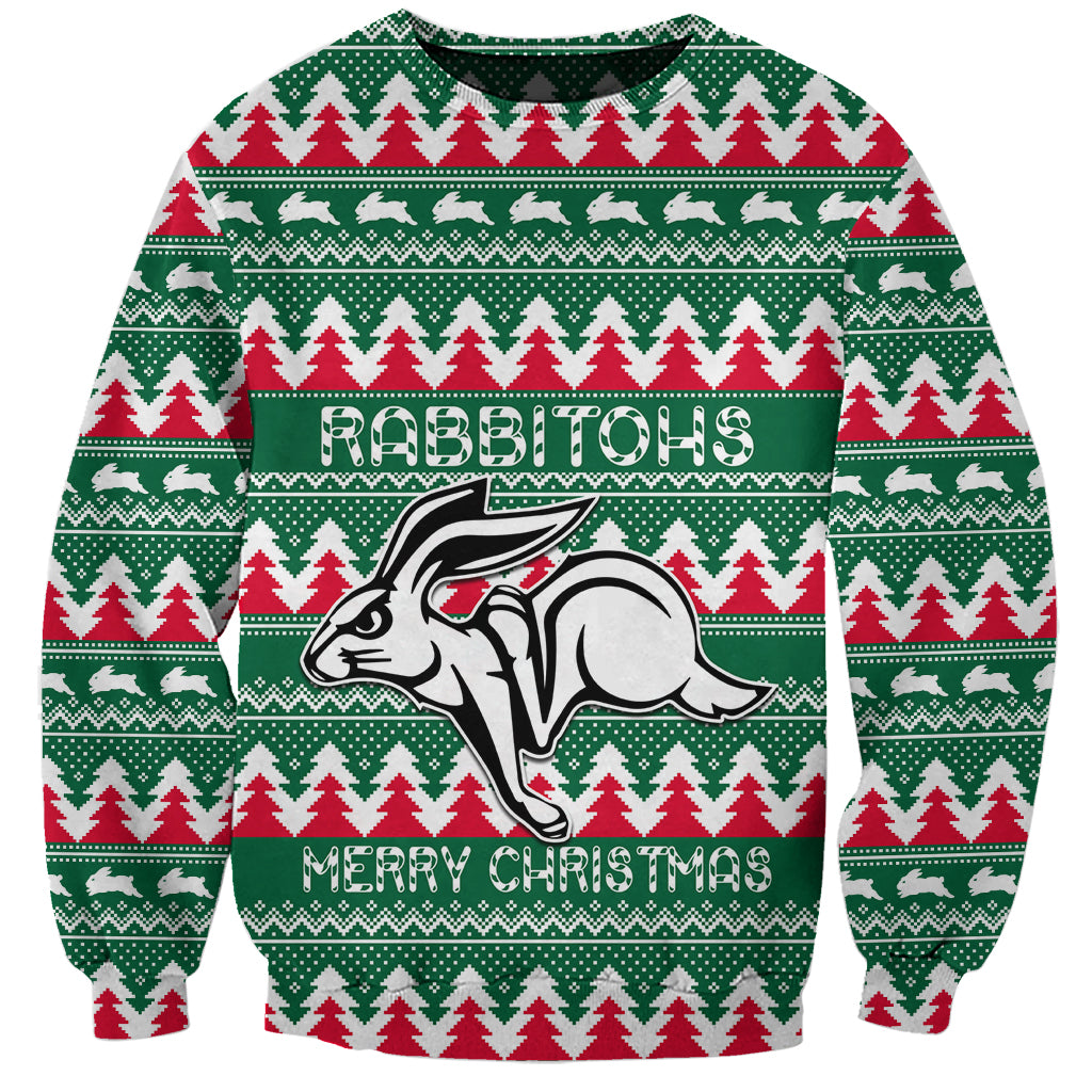 Personalised Rabbitohs Rugby Sweatshirt Christmas Simple Vibe 2023 LT9