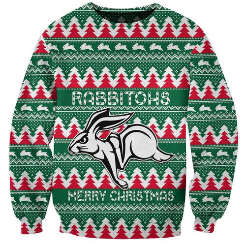 Personalised Rabbitohs Rugby Sweatshirt Christmas Simple Vibe 2023 LT9