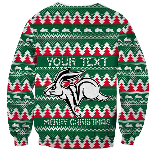 Personalised Rabbitohs Rugby Sweatshirt Christmas Simple Vibe 2023 LT9