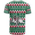 Personalised Rabbitohs Rugby T Shirt Christmas Simple Vibe 2023 LT9