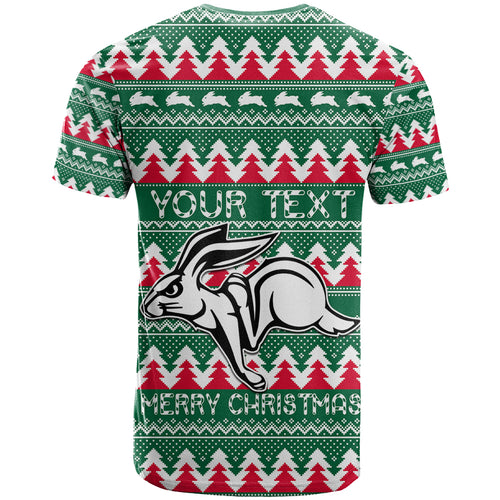 Personalised Rabbitohs Rugby T Shirt Christmas Simple Vibe 2023 LT9