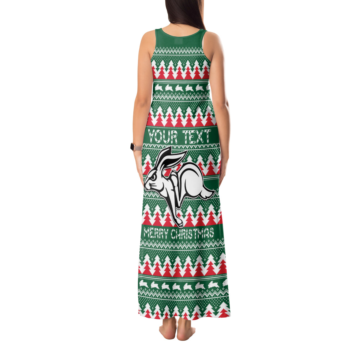 Personalised Rabbitohs Rugby Tank Maxi Dress Christmas Simple Vibe 2023 LT9