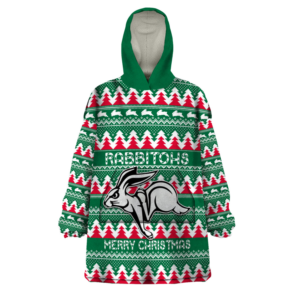 Personalised Rabbitohs Rugby Wearable Blanket Hoodie Christmas Simple Vibe 2023 LT9