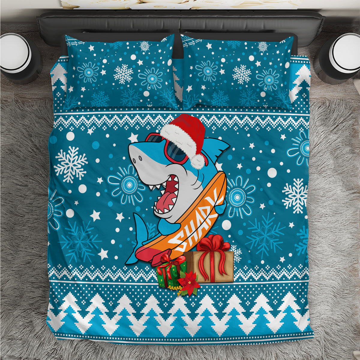 sharks-rugby-bedding-set-chirstmas-vibe-2023