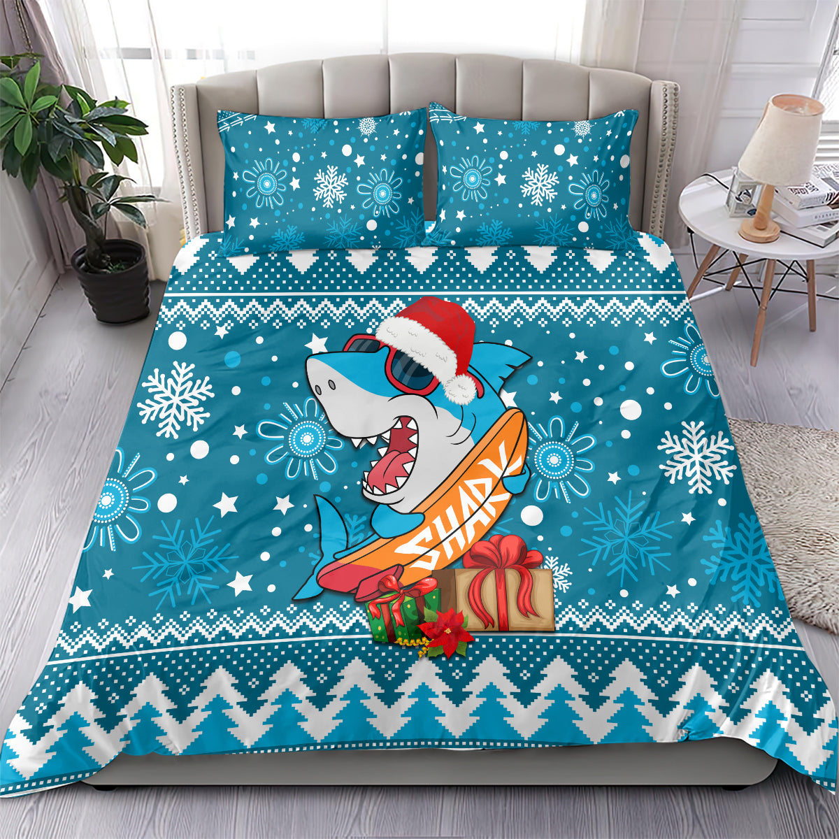 sharks-rugby-bedding-set-chirstmas-vibe-2023