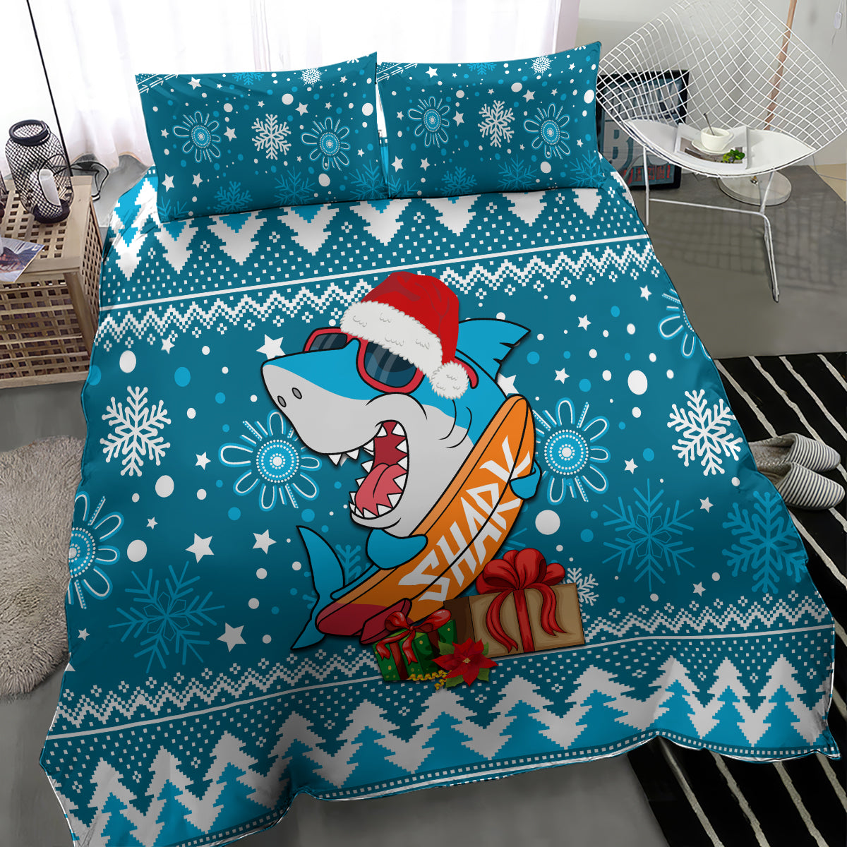 sharks-rugby-bedding-set-chirstmas-vibe-2023