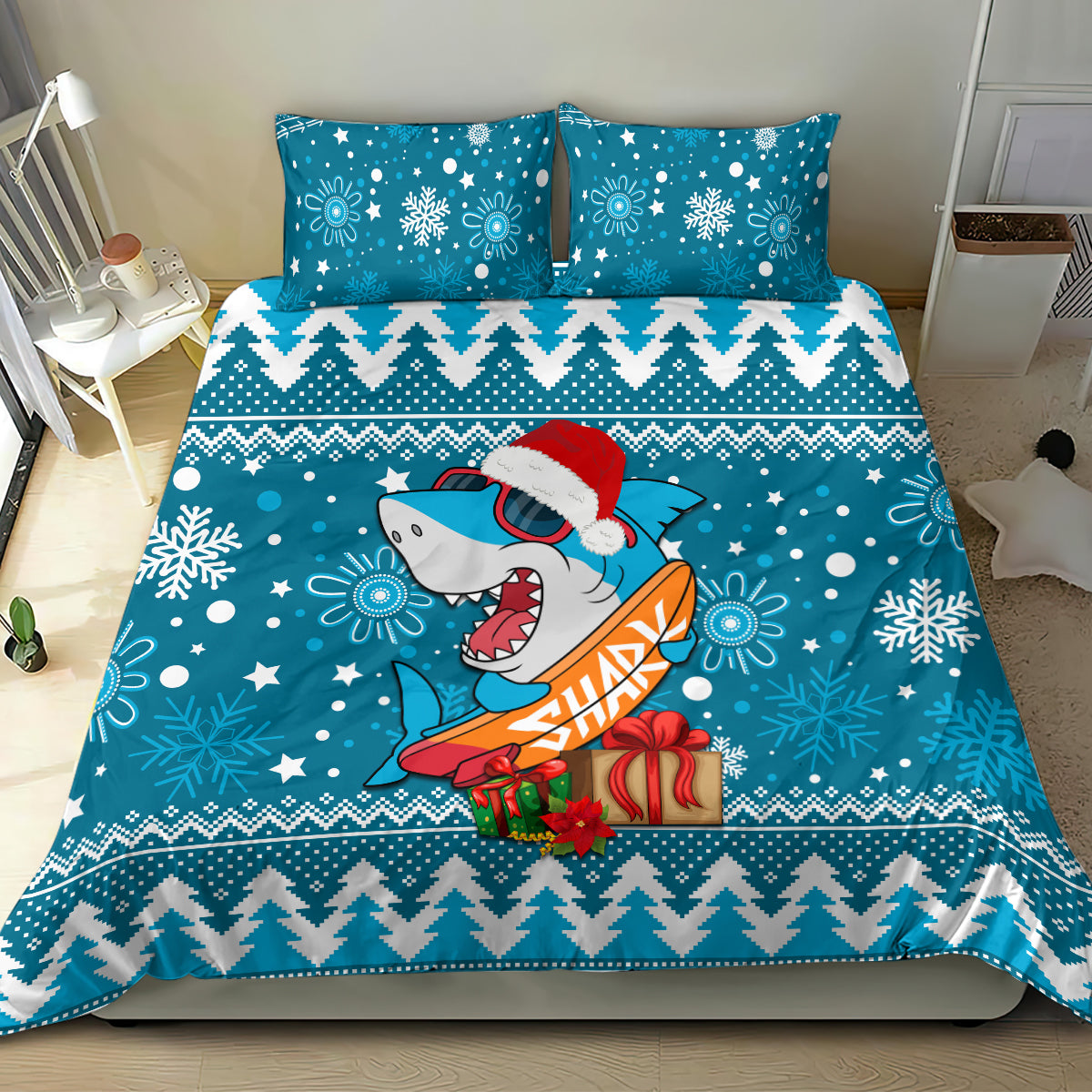 sharks-rugby-bedding-set-chirstmas-vibe-2023
