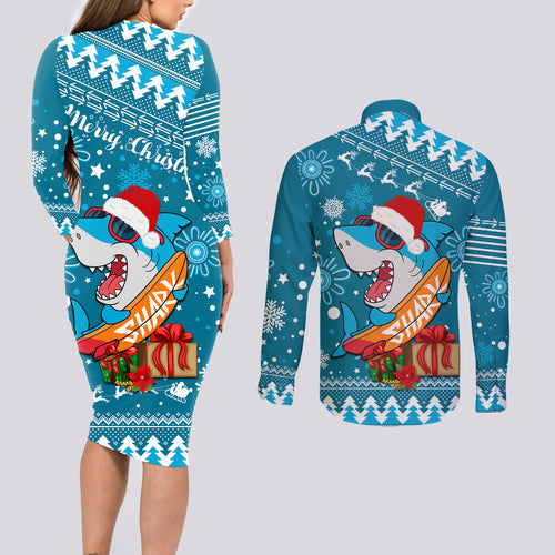 sharks-rugby-couples-matching-long-sleeve-bodycon-dress-and-long-sleeve-button-shirt-chirstmas-vibe-2023