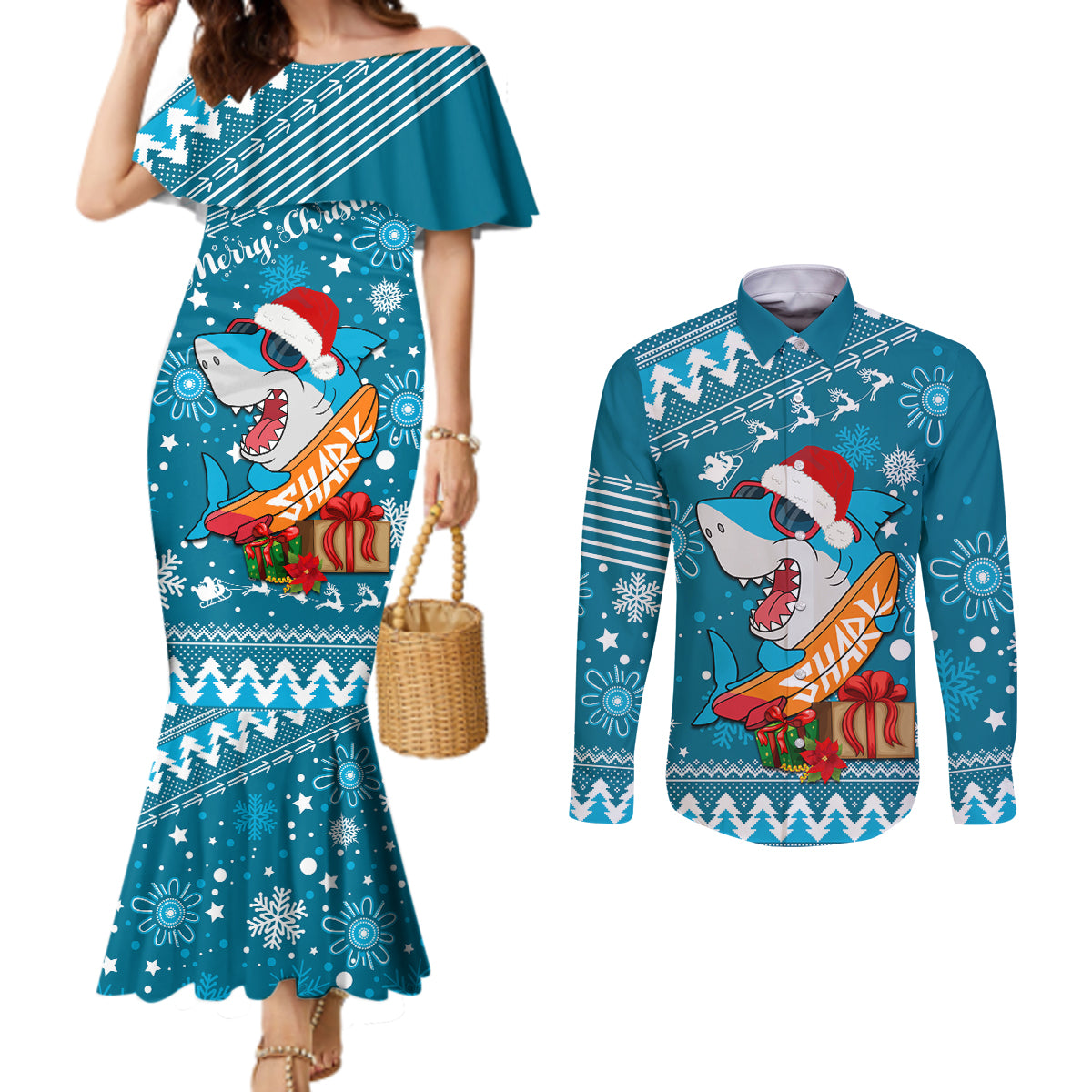 sharks-rugby-couples-matching-mermaid-dress-and-long-sleeve-button-shirt-chirstmas-vibe-2023