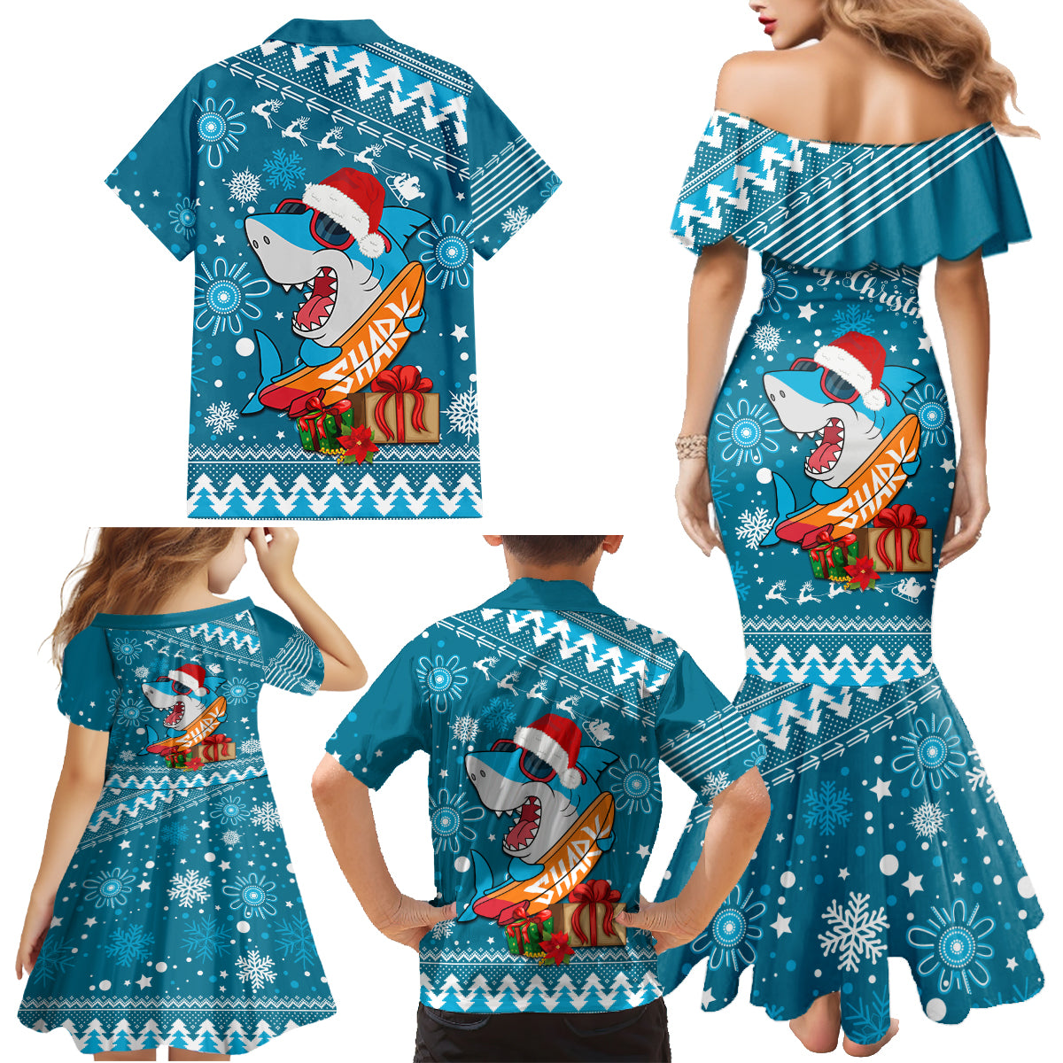 sharks-rugby-family-matching-mermaid-dress-and-hawaiian-shirt-chirstmas-vibe-2023